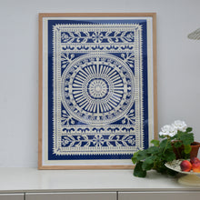 Load image into Gallery viewer, Paper Cut Wheel Poster Indigo