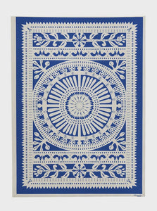 Paper Cut Wheel Poster Indigo