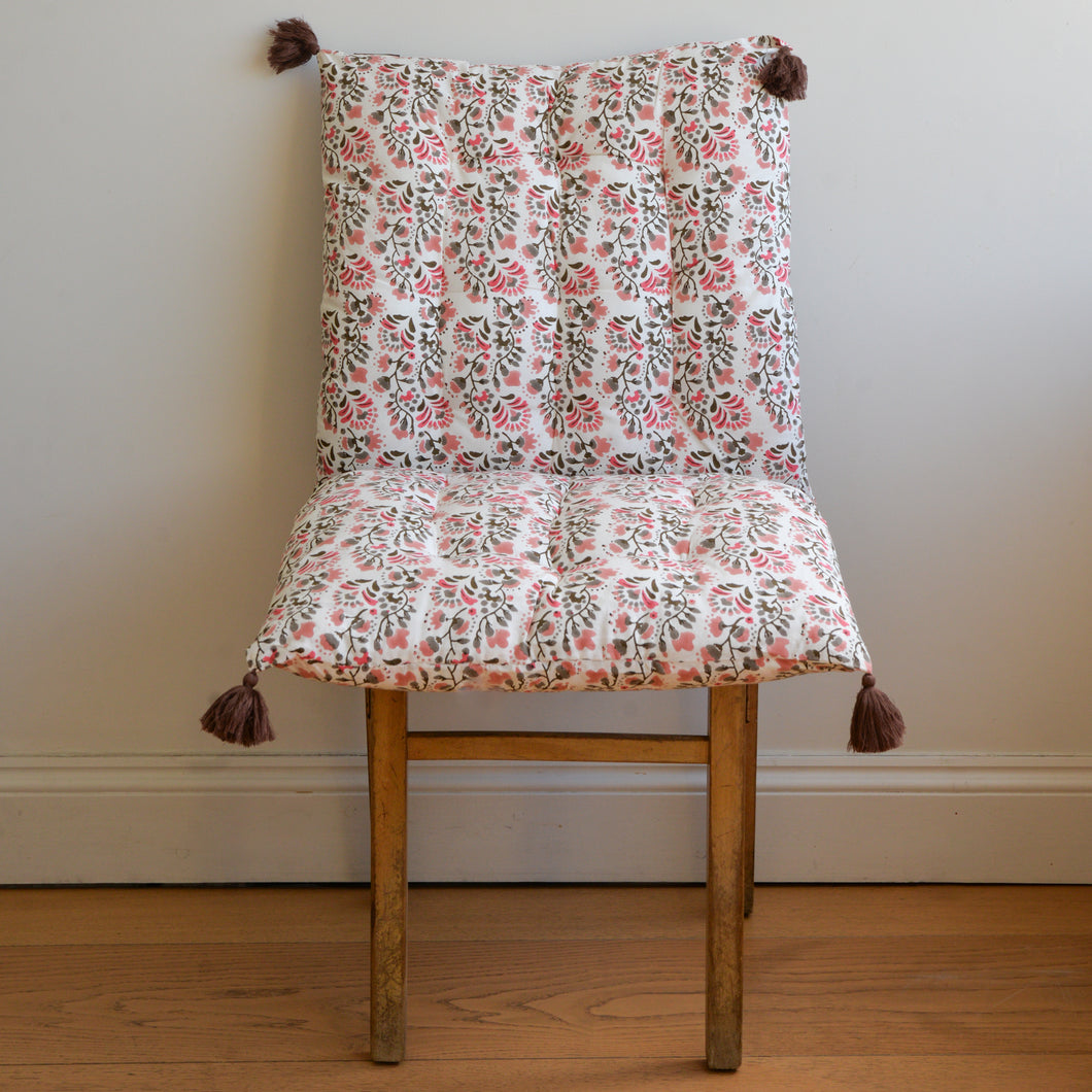 Pink Floral Mattress or Bench Cushion / Marigold Rose