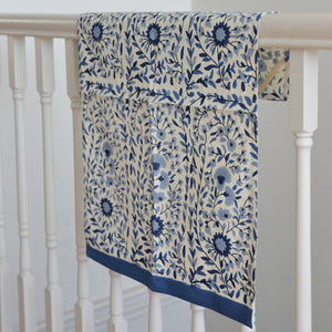 Printed Floral Tea Towels / Indigo