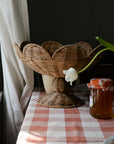 Rattan Scalloped Bowl on Foot / 22cm