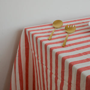 Red and White Stripe Tablecloth / Rimini Coral