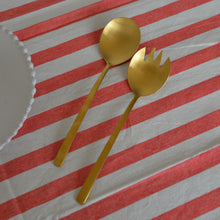 Load image into Gallery viewer, Red and White Stripe Tablecloth / Rimini Coral