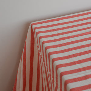 Red and White Stripe Tablecloth / Rimini Coral