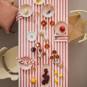 Red and White Stripe Tablecloth / Rimini Coral