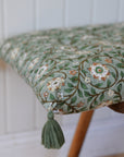 Roja Floral Chair Pad or Bench Cushion / Forest Green