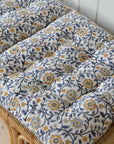 Roja Floral Chair Pad or Bench Cushion / Indigo Blue