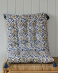 Roja Floral Chair Pad or Bench Cushion / Indigo Blue