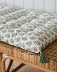 Samira Floral Chair Pad or Bench Cushion / Moss Green