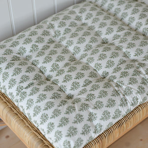 Samira Floral Chair Pad or Bench Cushion / Moss Green