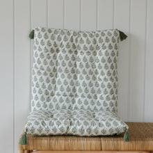 Load image into Gallery viewer, Samira Floral Chair Pad or Bench Cushion / Moss Green