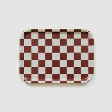 Load image into Gallery viewer, Checkered Rectangular Serving Tray / Burgandy