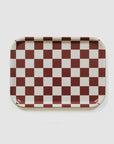 Checkered Rectangular Serving Tray / Burgandy