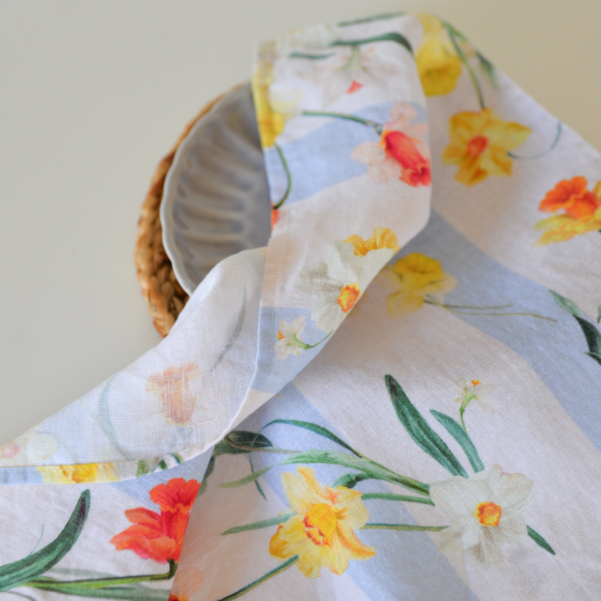 Daffodil Blue Stripe Linen Napkin