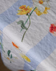 Daffodil Blue Stripe Linen Tablecloth