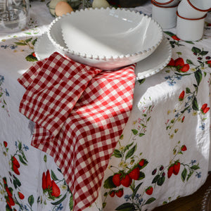 Wild Strawberry Linen Tablecloth
