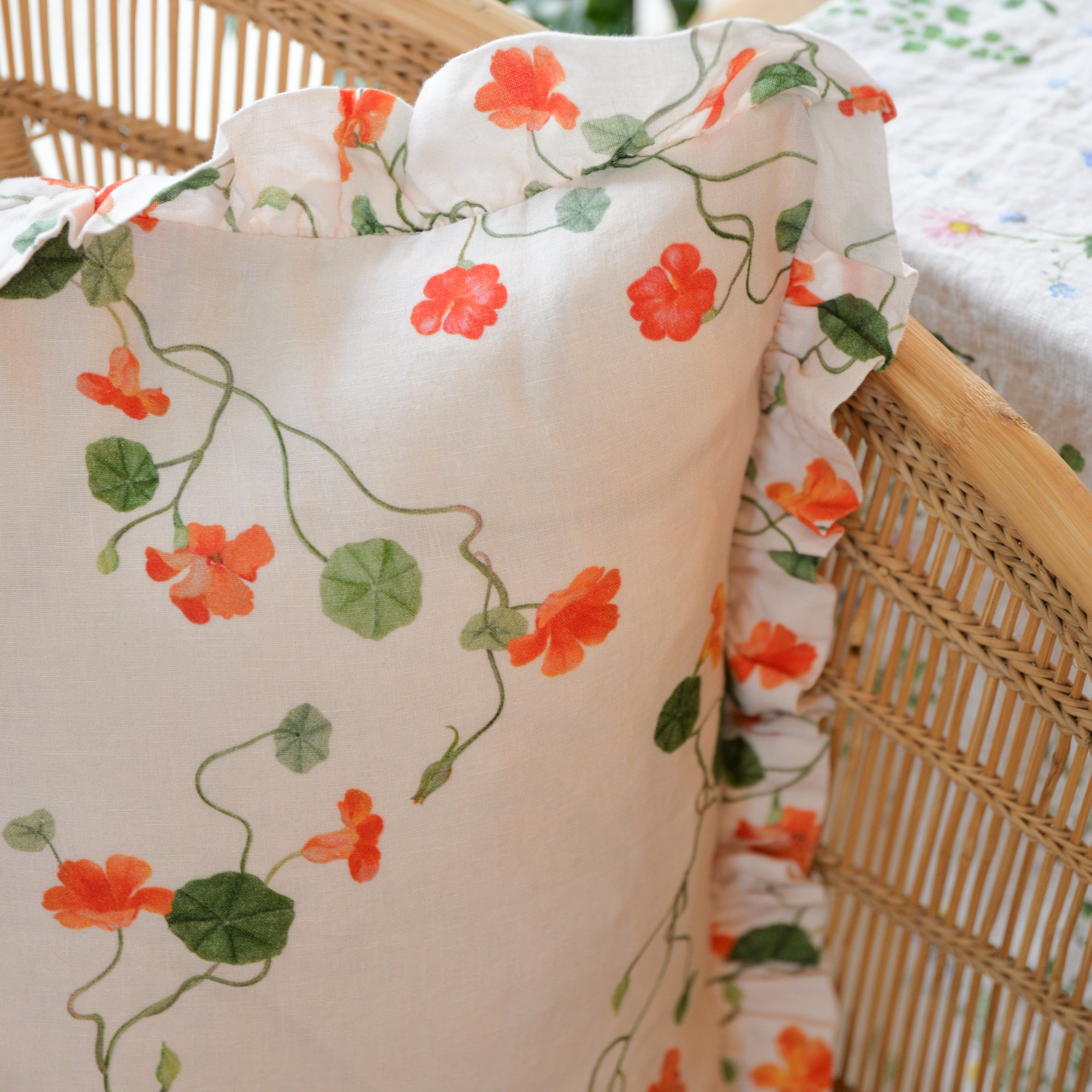 Nasturtium Linen Ruffle Cushion