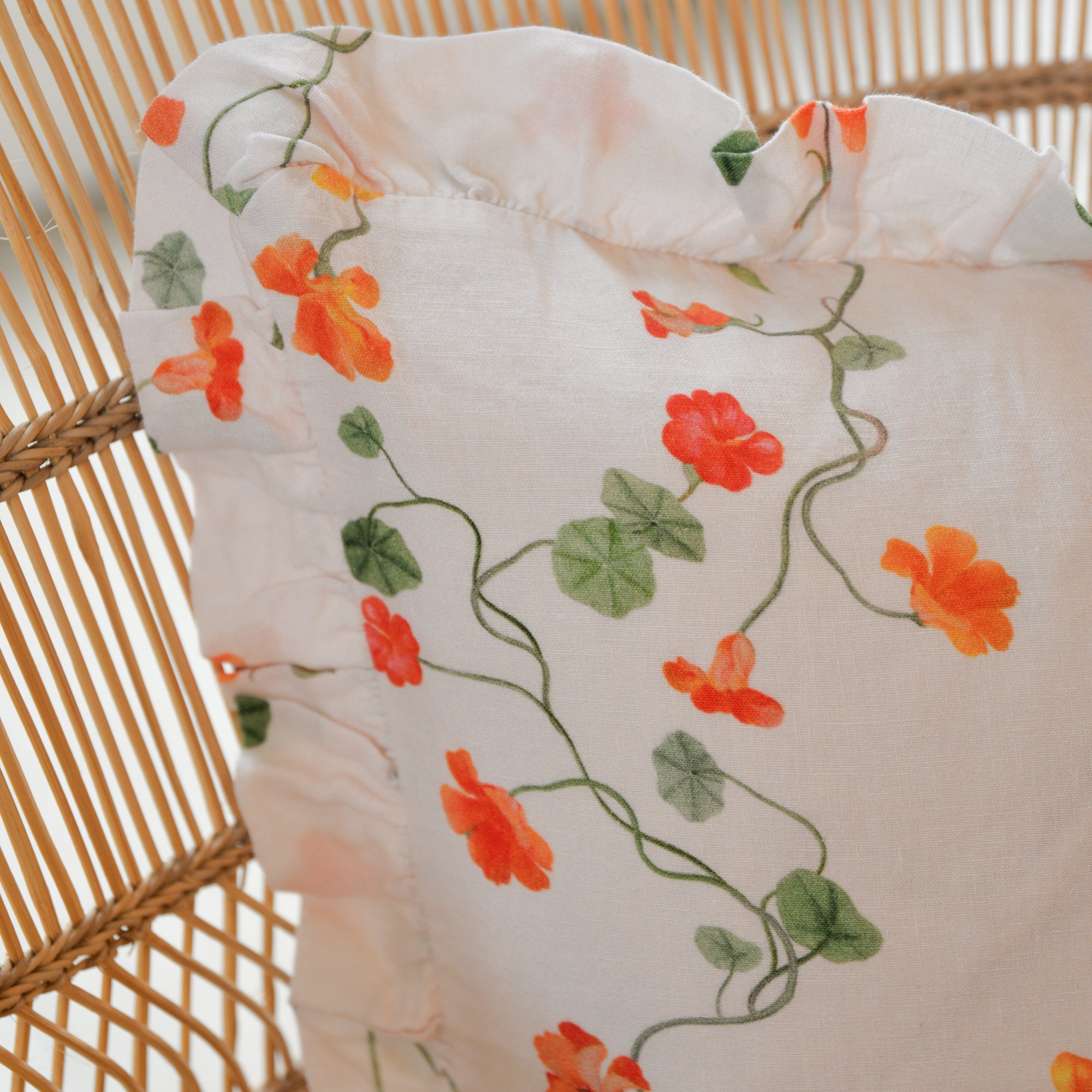 Nasturtium Linen Ruffle Cushion