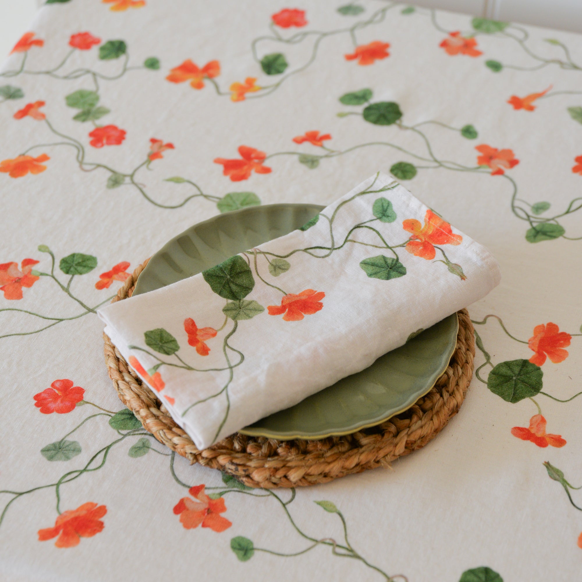 Nasturtium Linen Tablecloth