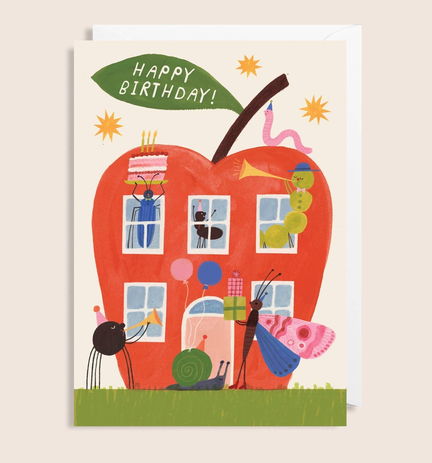 Happy Birthday Bugs Apple Party Card