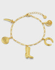 Eclectic Western Charm Bracelet / 18K Gold Plated