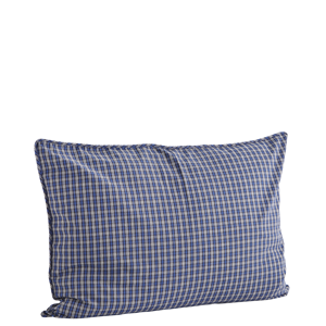 Blue, Grey & White Checked Cushion Cover