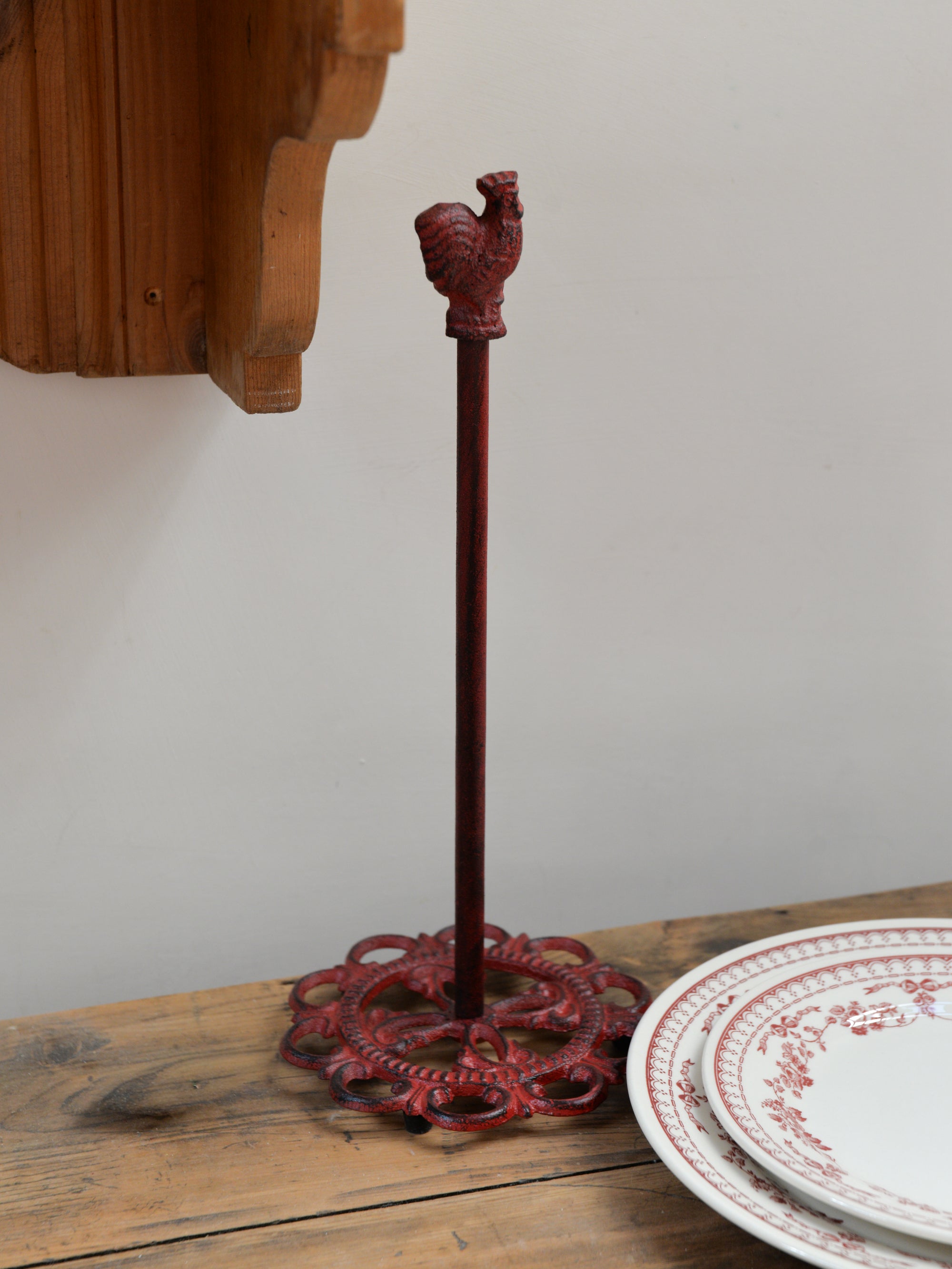 Cast Iron Kitchen Roll Holder / Red Hen