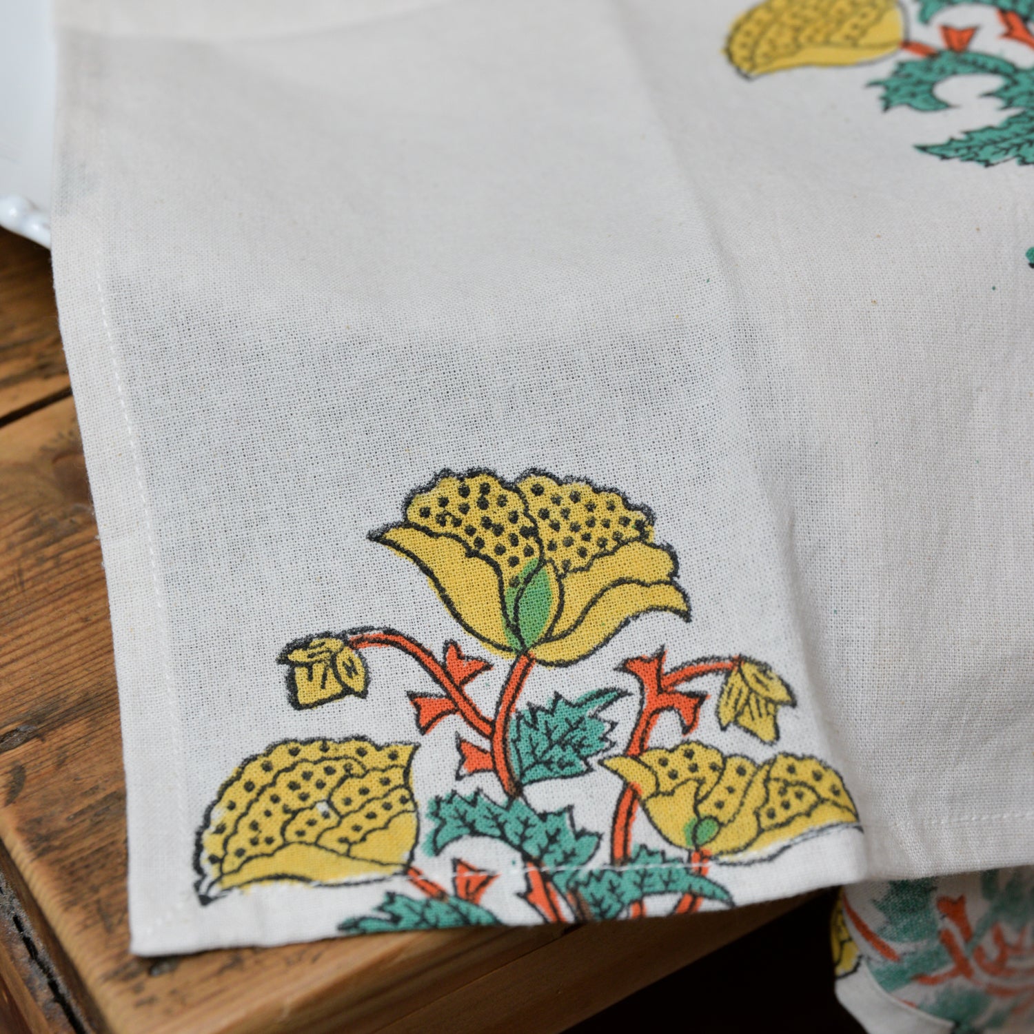 Yellow Flower Print Cotton Napkin