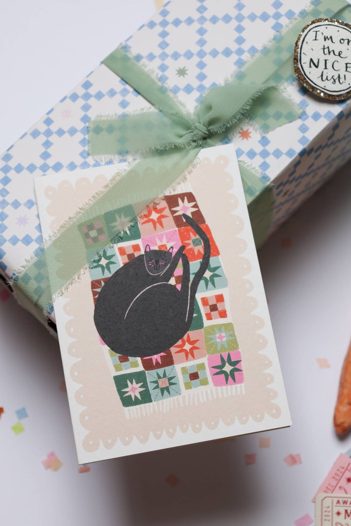 Cosy Cat on Quilt Card