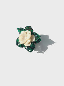 Hand-painted Cream Poinsettia Claw Clip