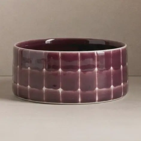 Stoneware Pet Bowl / Burgundy Tile / 16.5cm