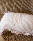 Linen Ruffle Cushion Cover / Pink Stripe / 50 x 30  cm