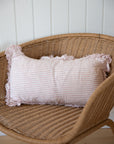 Linen Ruffle Cushion Cover / Pink Stripe / 50 x 30  cm