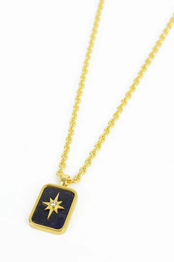 Lapis Starburst Gold Pendant