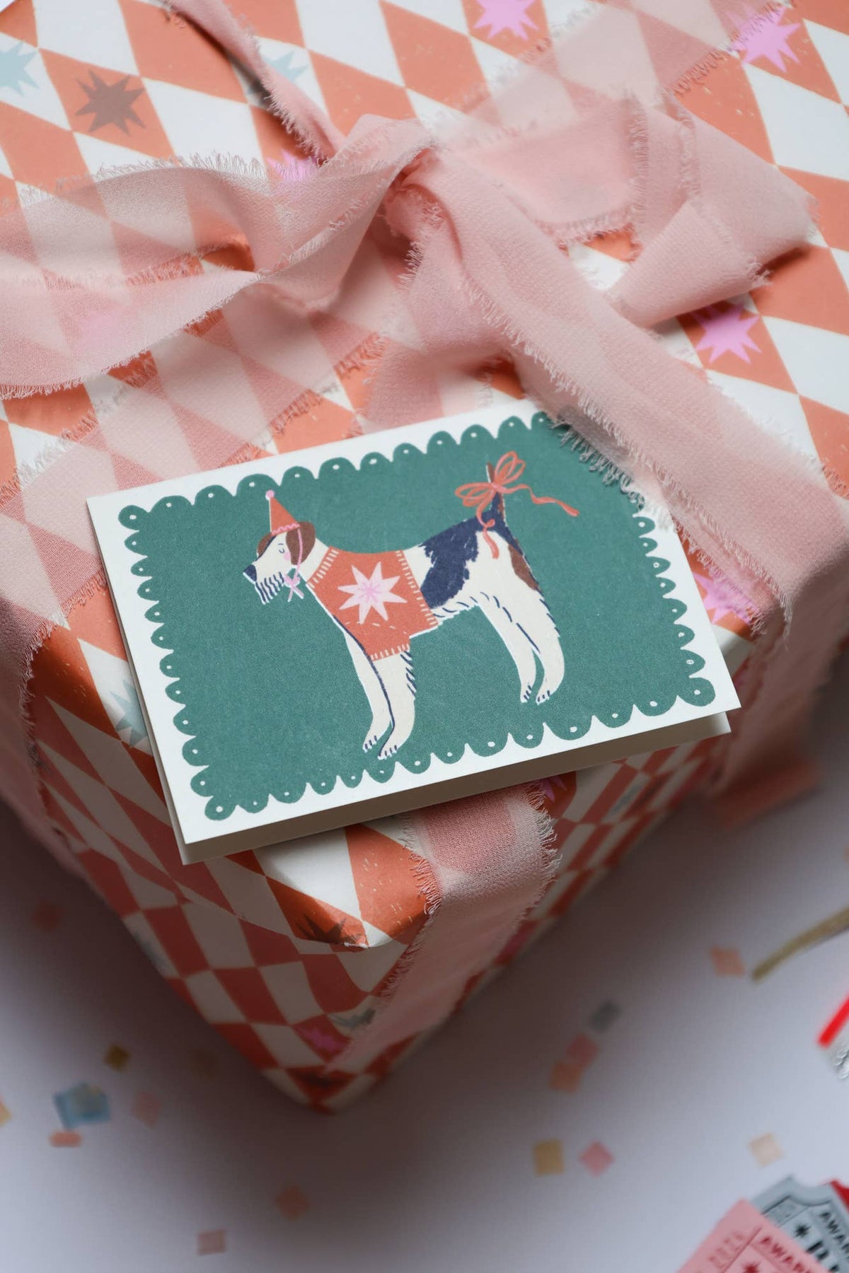 Green Festive Dog Card