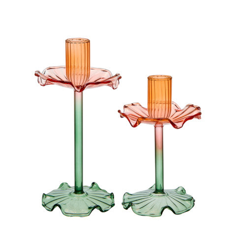 Glass Flower Candle Holder / Tall