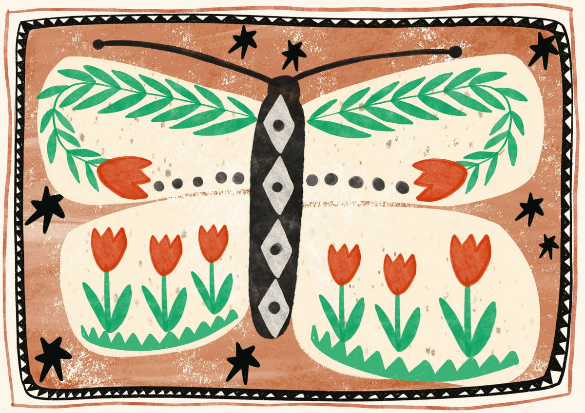 Folk Butterfly Print / A4