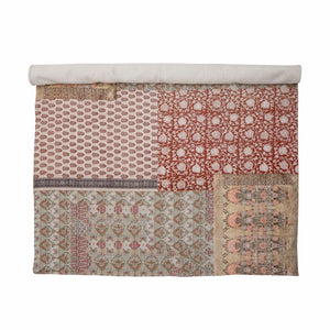 Printed Patchwork Cotton Rug / 215x150cm