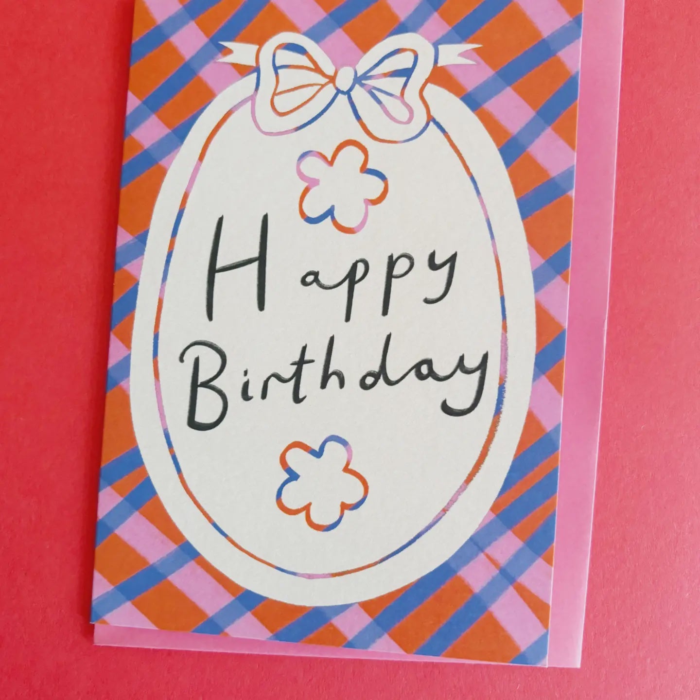 Gingham Bow Birthday Card