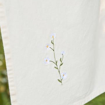 Daisy Embroidered Tea Towel