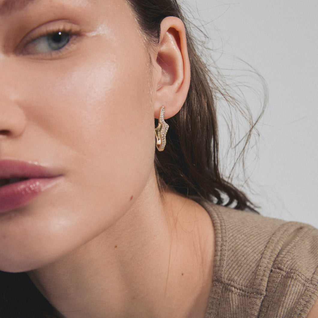 Connect Crystal Gold Plated Hoop Earrings