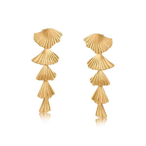 Freya Long Fan Shape Earrings / Gold