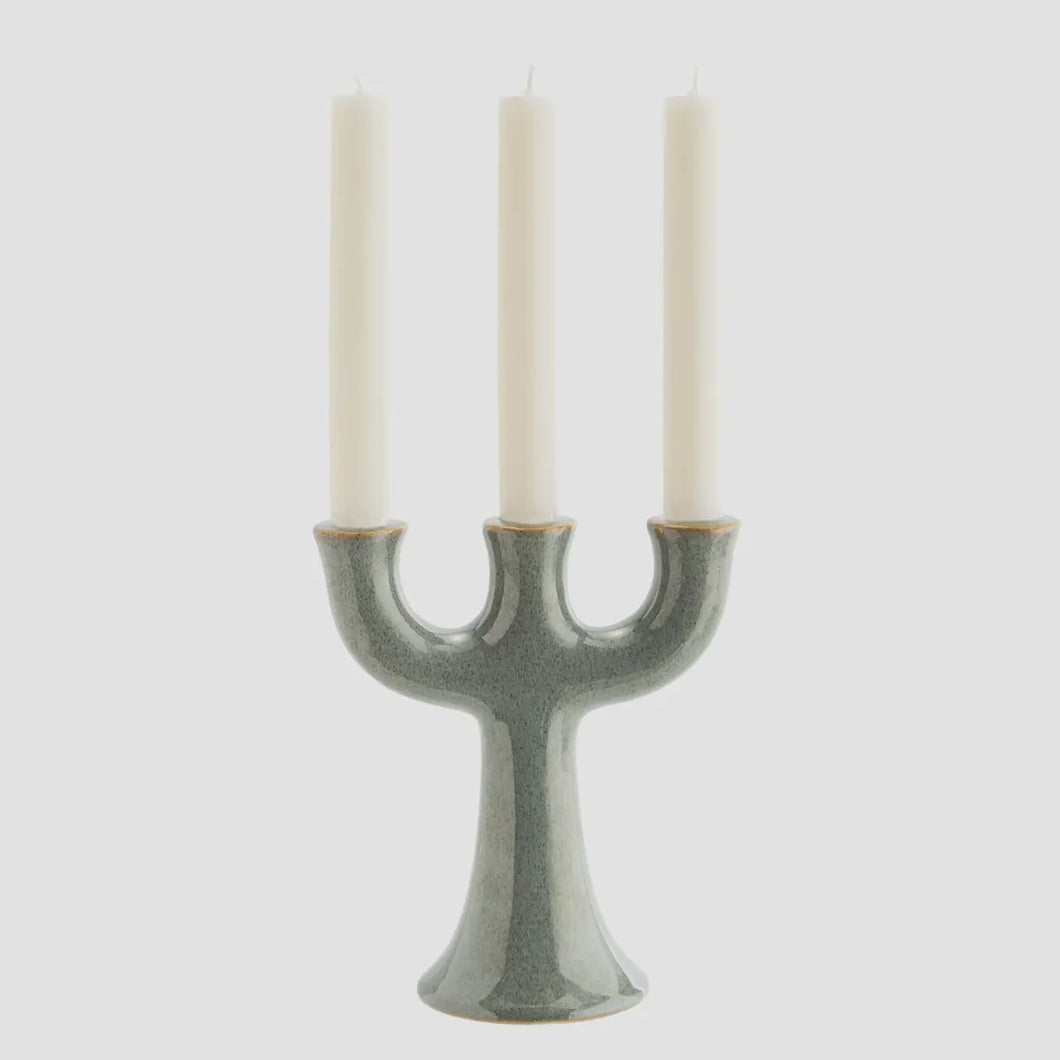 Green Ceramic Candle Holder For Three Candles