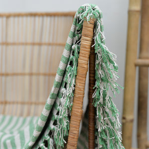 Green Striped Throw From Recycled Cotton