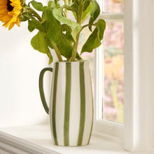 Load image into Gallery viewer, Green Striped Vase With Handle