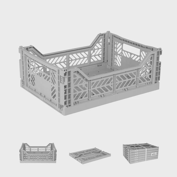 Medium Folding Crate / Grey