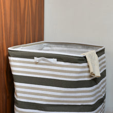 Load image into Gallery viewer, Laundry Storage Basket/ Green Stripe or Brown Stripe
