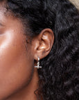 Luxe Linear T-Bar Drop Hoop Earrings / Waterproof 18K Gold or 925 Silver Plated