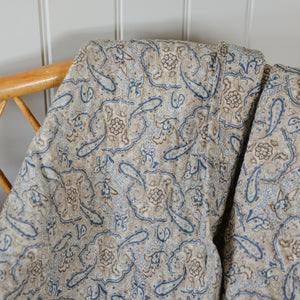 Blue and Beige Paisley Cotton Quilt