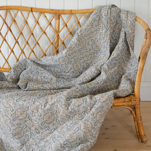 Blue and Beige Paisley Cotton Quilt